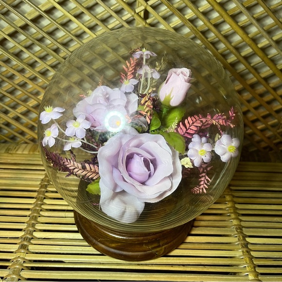 Vintage Mid Century modern Faux Flower globe Crystal Ball Display - Picture 5 of 8